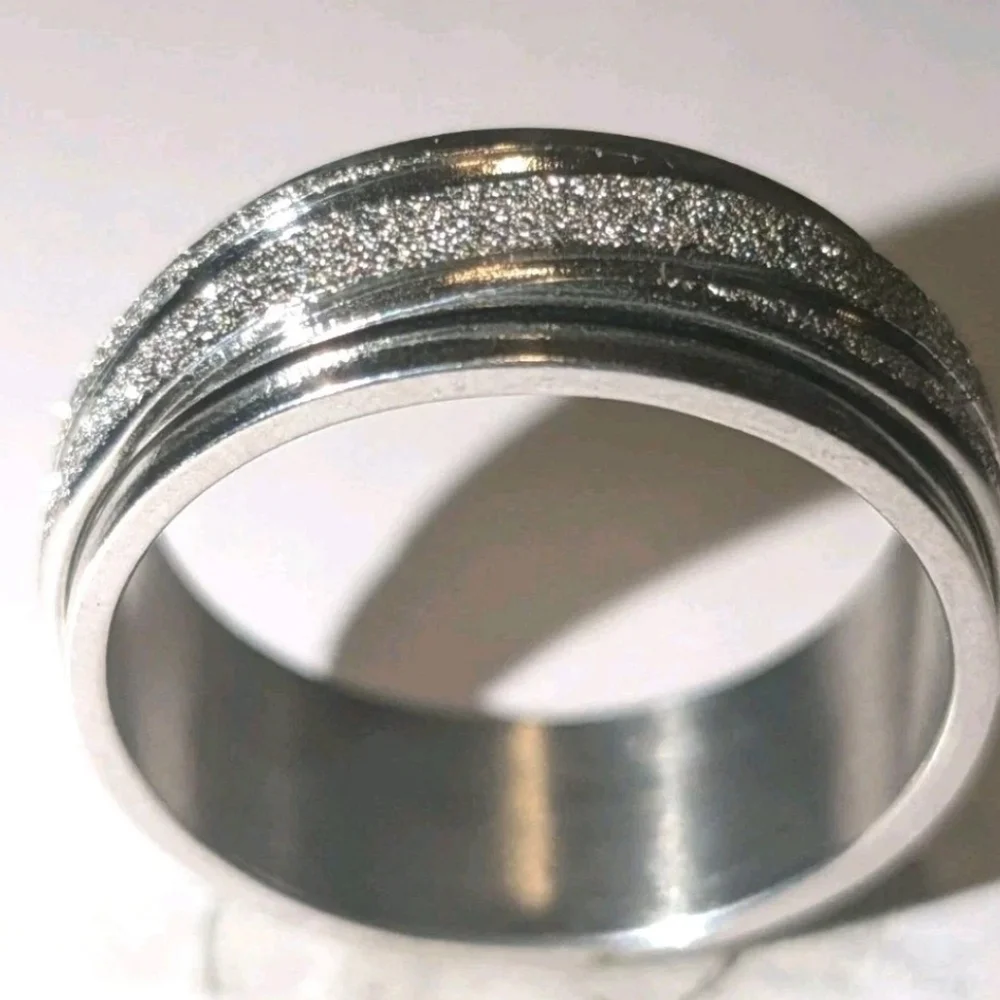Retro High Quality Luxury 925 Sterling Silver Frosted Men’s Fidget Spinner Ring9